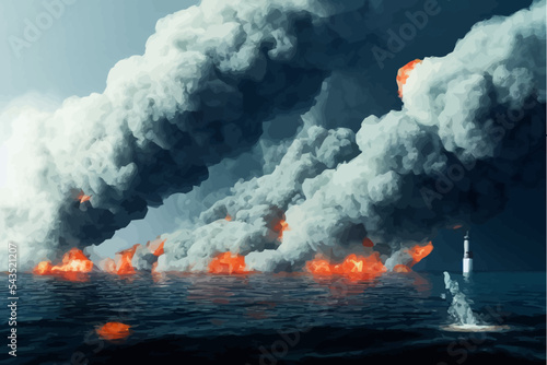 Blowing up underwater gas pipelines Creating climate photo