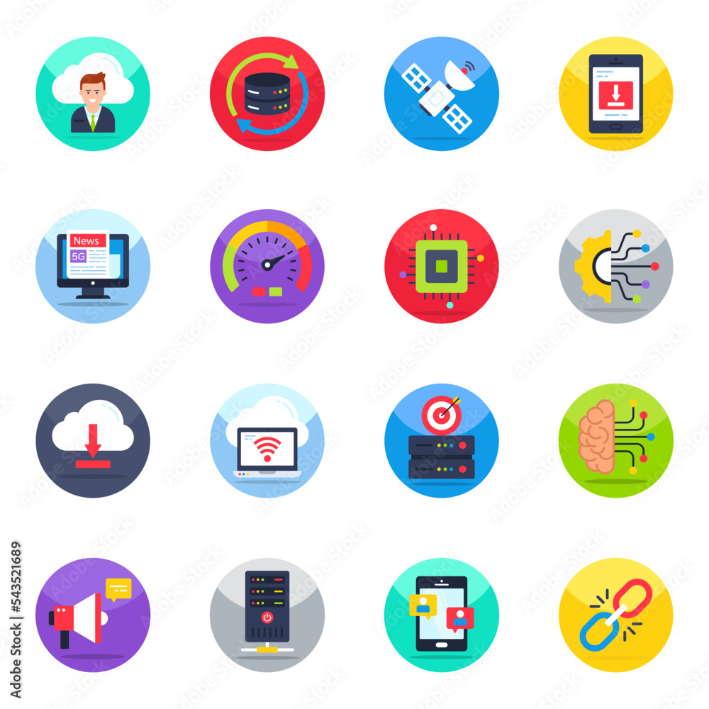 Pack of Network and Communication Flat Icons
Pack of Network and Communication Flat Icons