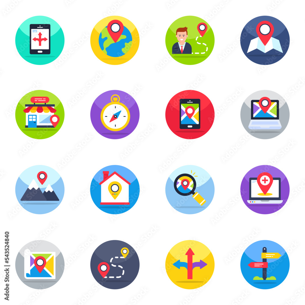 Pack of Map Flat Icons
Pack of Map Flat Icons