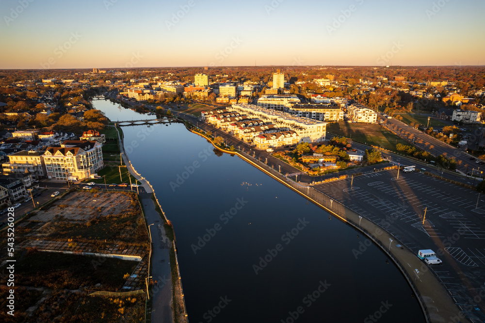 Aerial Drone Sunrise in Asbury Park New Jersey