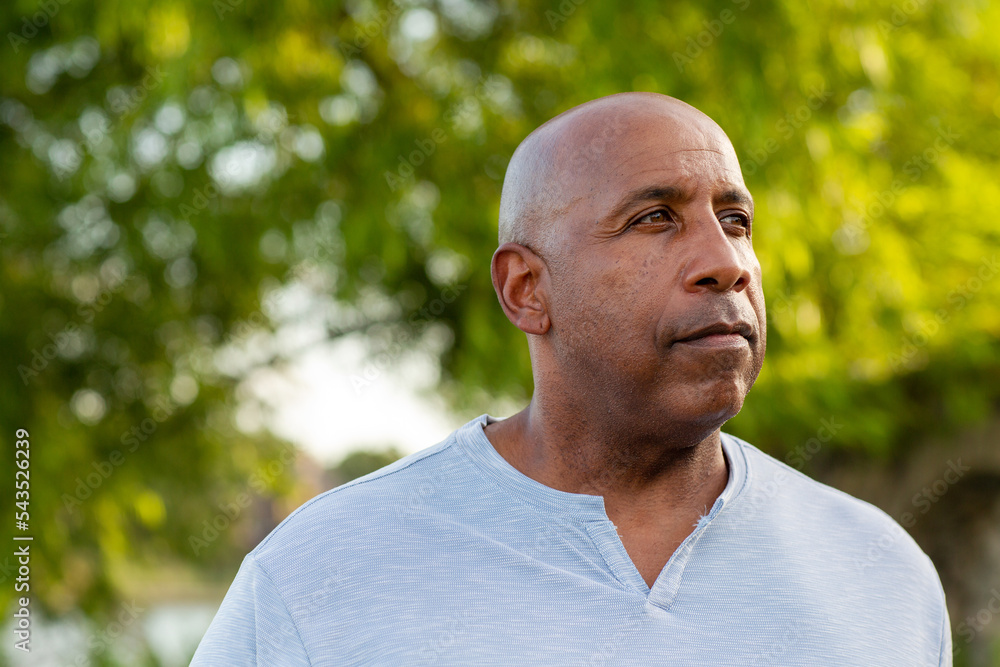 Portrait of an African American man looking serious. Portrait of an African American man looking serious.