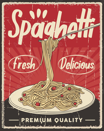 Retro Pasta Spaghetti Italian Food Poster