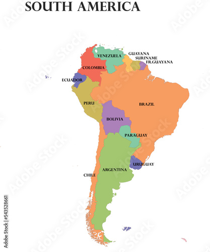 Vector map of South America