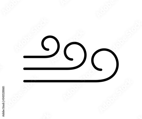 Wind blow line icon. Air flow flat sign. Symbol of windy weather. Climate web design element. Curl line icon. Vector illustration isolated on white background. Editable stroke.