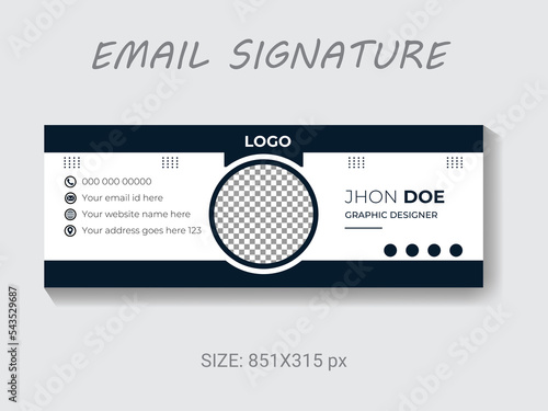 Business Email signature vector banner template,mail footer and personal social media cover,social media signature flat mail header and footer layout. photo