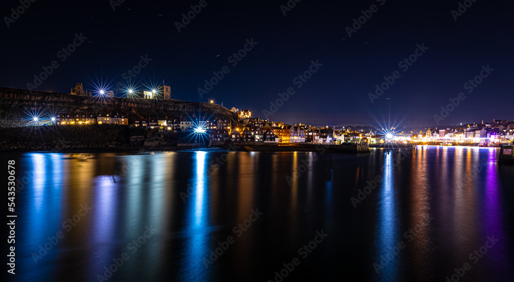 Night view of Whitby Abbey in Yorkshire