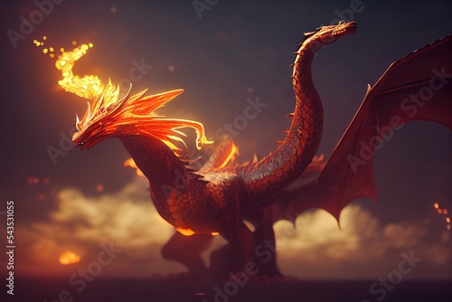 Fototapet A Fire Dragon