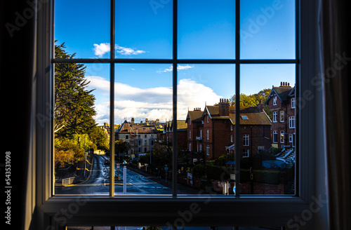 Morning view of Whitby, a seside city overlooking the North Sea in North Yorkshire, England photo