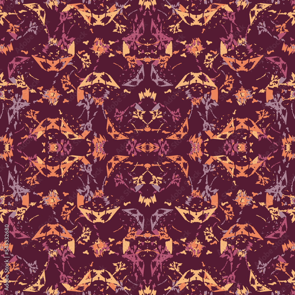 Seamless fractal pattern in vector format for printed fabrics or any other purposes. Every object is grouped base on color so the pattern is editable, tileable and easy to use. Seamless fractal pattern in vector format for printed fabrics or any other purposes. Every object is grouped base on color so the pattern is editable, tileable and easy to use.