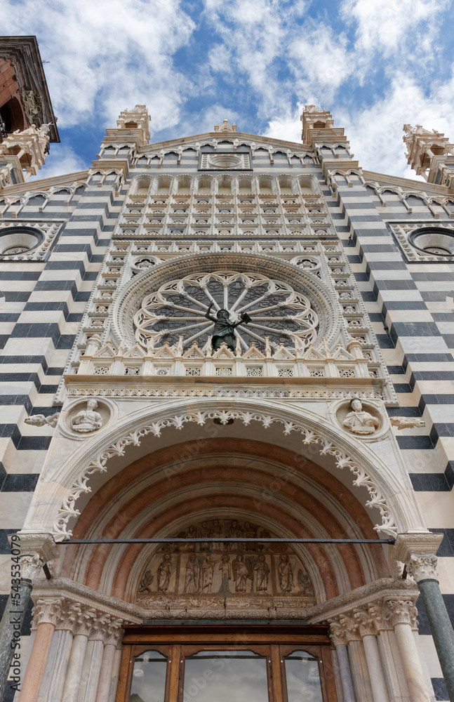 Detail of the facade of the Duomo of Monza, Italy