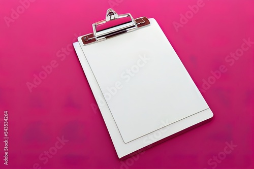 White clipboard with checklist on pink background. 3d render illustration.