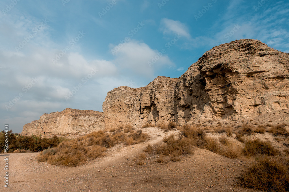 Fototapeta premium Stone and sand cliffs (Galachos de Juslibol)