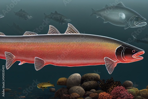 illustration of an Atlantic salmon or Salmo salar Linnaeus isolated on white background photo