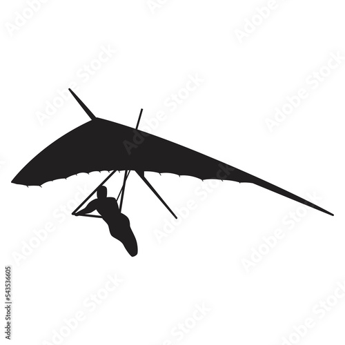 Hang glider vector silhouette, white background


