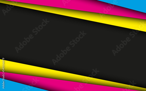 Modern material background with overlapped layers in cmyk colors. Template for your business. Vector abstract widescreen background