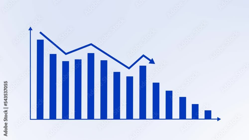 Blue negative business graph animation white background Blue negative business graph animation white background