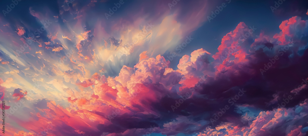 Beautiful sunset sky with pastel pink and purple colors - obrazy, fototapety, plakaty 