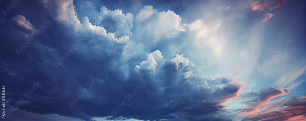 blue Sky with beautiful clouds - obrazy, fototapety, plakaty 