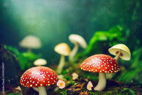 mushrooms in a forest