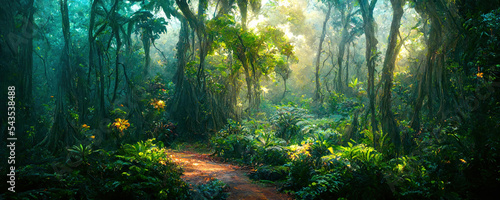 Leinwand Poster Enchanted tropical rain forest