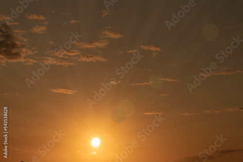 sunset on the beach, dusk with sea and sand