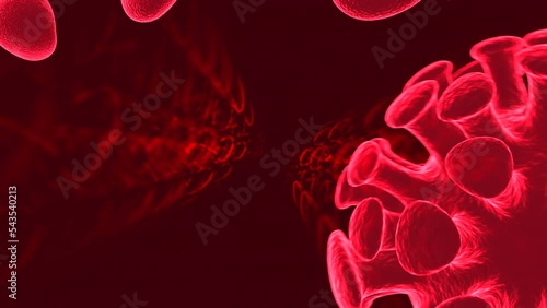 3d illustration of coronavirus attacking red blood cells