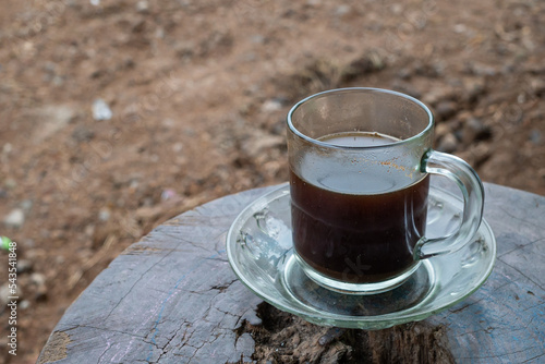 black coffee on a wooden table