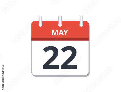 May 22nd calendar icon vector. 