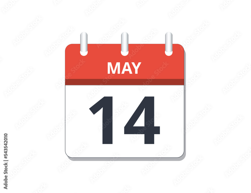 May 14th calendar icon vector. May 14th calendar icon vector.