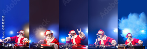 Set of Santa DJ playing mus...