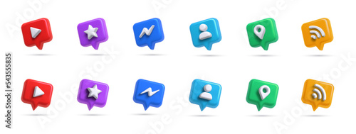 3d social media icon set