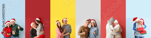 Set of couples in Santa hat...