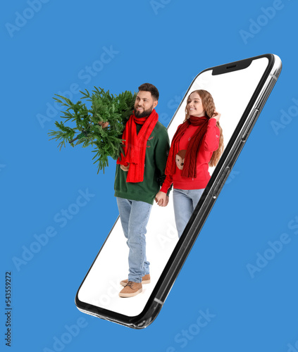 Modern smartphone on white ...