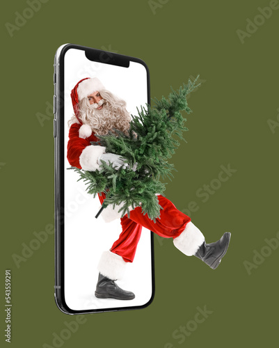 Modern smartphone on white ...
