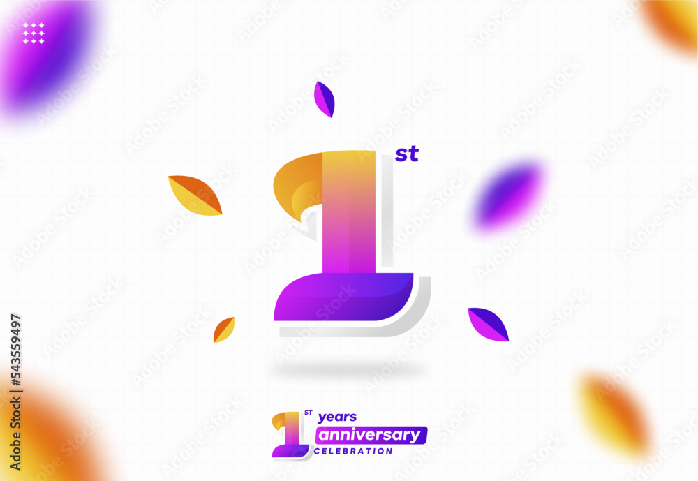 Number 1 logo icon design. 1st birthday logo number. anniversary 1