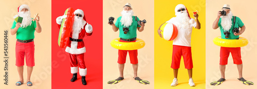Collage of Santa Clauses on...