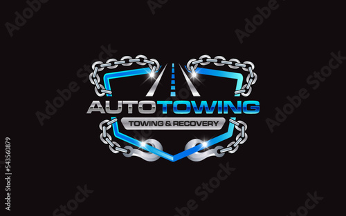 Illustration vector graphic of towing truck service logo design suitable for the automotive company