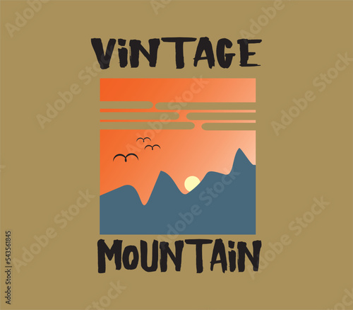 Retro Mountain Vintage Logo Vector Simple Design Twilight Sky