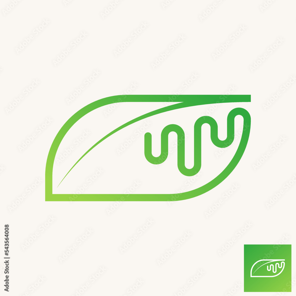 Simple and unique leaf and reflection lines attractive sound audio wave beat image graphic icon logo design abstract concept vector stock. Can be used as symbol related to nature or art Simple and unique leaf and reflection lines attractive sound audio wave beat image graphic icon logo design abstract concept vector stock. Can be used as symbol related to nature or art