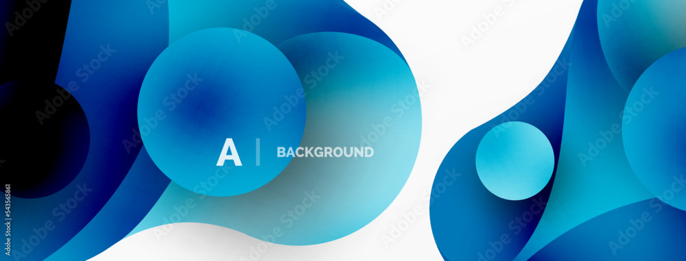 Flowing geometric shapes minimalist abstract background. Round shapes and circles. Wallpaper for concept of AI technology, blockchain, communication, 5G, science, business Flowing geometric shapes minimalist abstract background. Round shapes and circles. Wallpaper for concept of AI technology, blockchain, communication, 5G, science, business