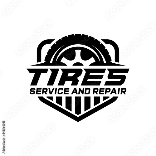 Tires logo design template, silhouette wheel vector illustration.