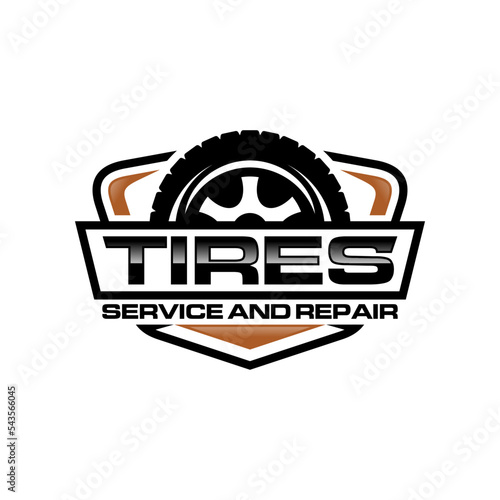 Tires logo design template, silhouette wheel vector illustration.