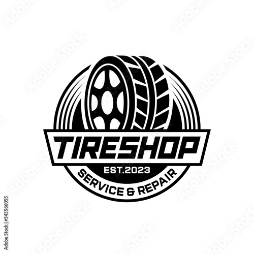 Tires logo design template, silhouette wheel vector illustration.