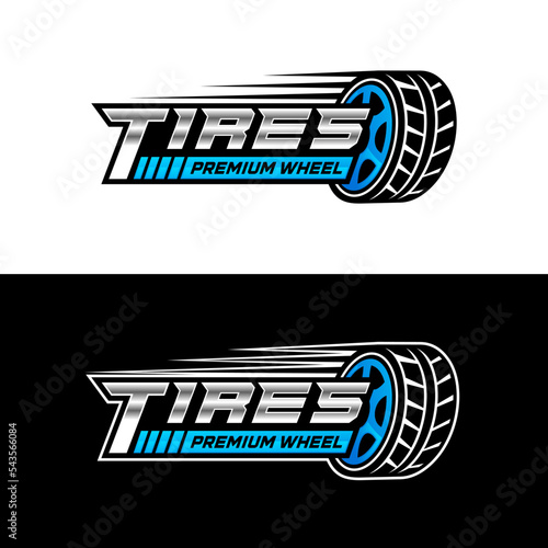 Tires logo design template, silhouette wheel vector illustration.