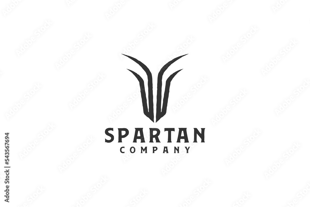 Spartan head shield helmet logo design horns deer icon s ymbol abstract Spartan head shield helmet logo design horns deer icon s ymbol abstract
