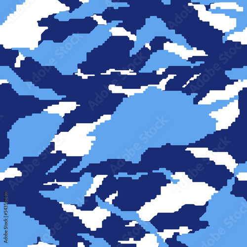 ARGENTINE CAMOUFLAGE PATTERN IN LIGHT BLUE, AND WHITE VECTOR. REPEATING ELEMENTS. ENDLESS, SEAMLESS SURFACE PATTERN DESIGN FOR TEXTILE, FABRIC, PAPER OR DIGITAL USES.