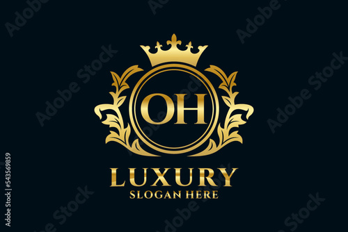 Initial OH Letter Royal Luxury Logo template in vector art for luxurious branding projects and other vector illustration.