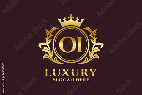 Initial OI Letter Royal Luxury Logo template in vector art for luxurious branding projects and other vector illustration.