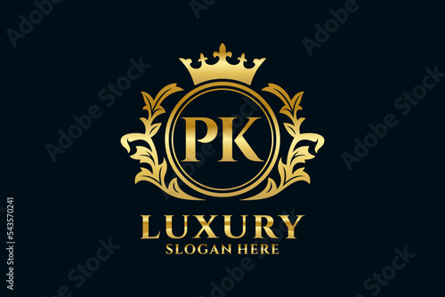 Initial PK Letter Royal Luxury Logo template in vector art for luxurious branding projects and other vector illustration.