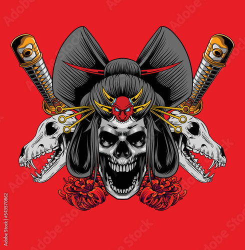 vector illustration of japanese geisha 